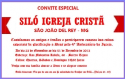4° ANIVERSÁRIO DA SILÓ IGREJA CRISTÃ DE SÃO JOÃO DEL REY